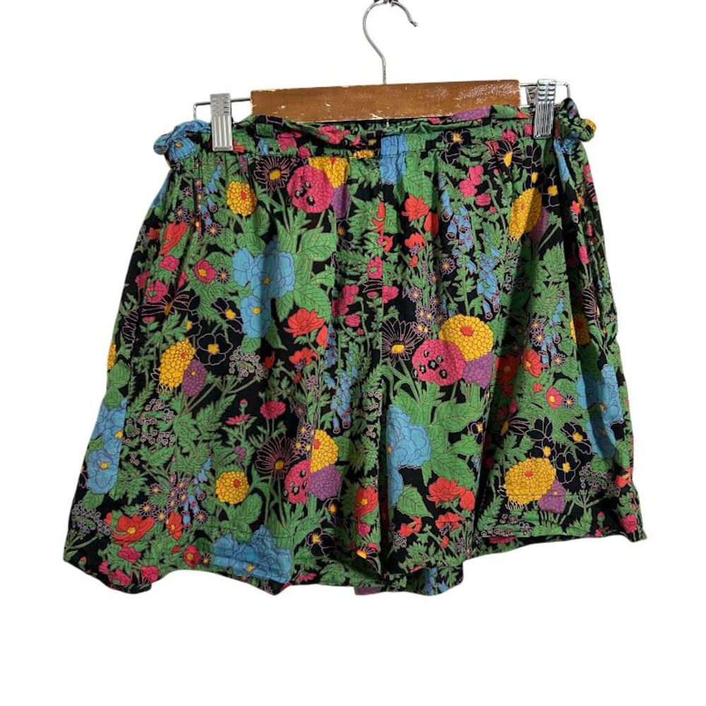 Mille Resort & Travel Shorts S Black Floral Print 100% Cotton Vacation Summer